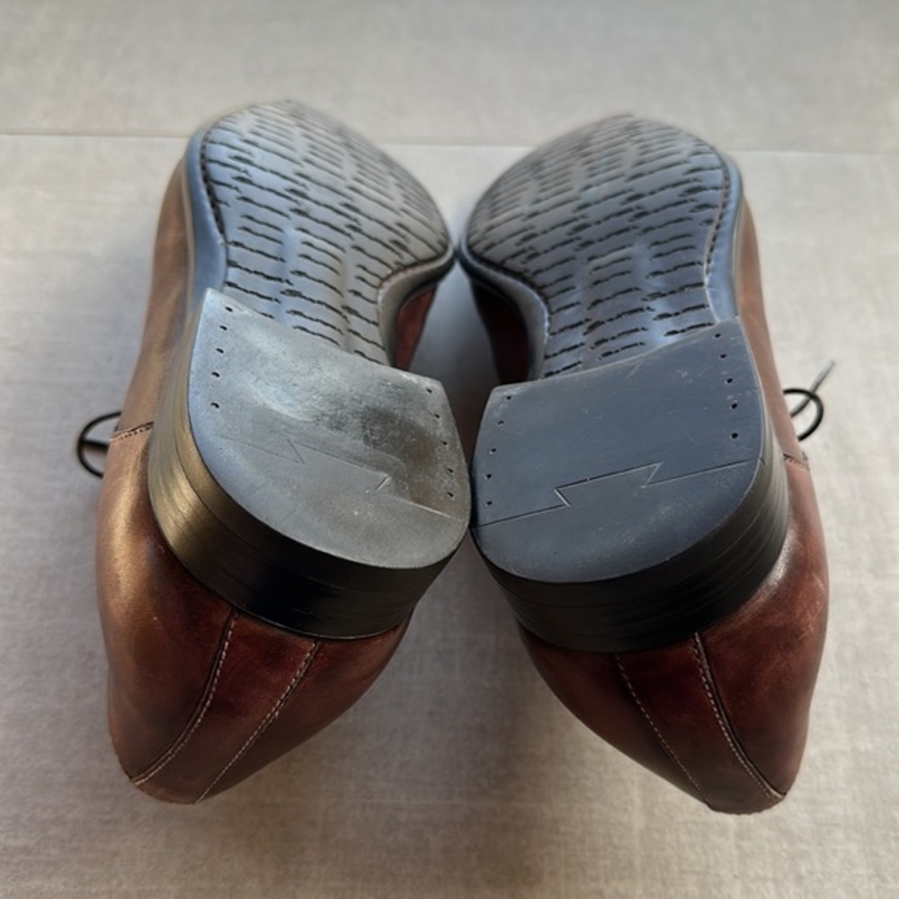 Santoni Brown Leather Oxfords Men’s Dress Shoes - 8.5 - Picture 6 of 8